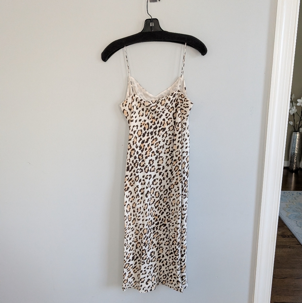 NEW Women's Theory Slip Dress Small Natural Classic Leopard - Picture 2 of 5